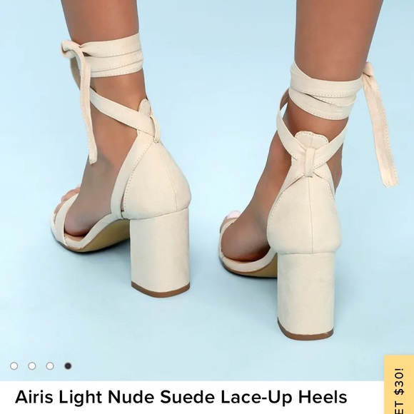 Airis Light Nude Suede Lace-Up Heels - Picture 4 of 4